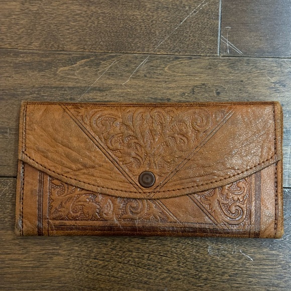 Vintage Handbags - vintage tooled super soft leather wallet